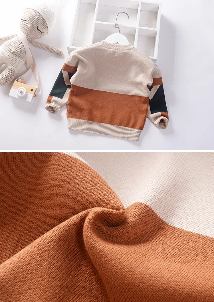 cotton spliced color boys sweaters warm kids winter knitted wear elegant pullover children's clothing winter fall
