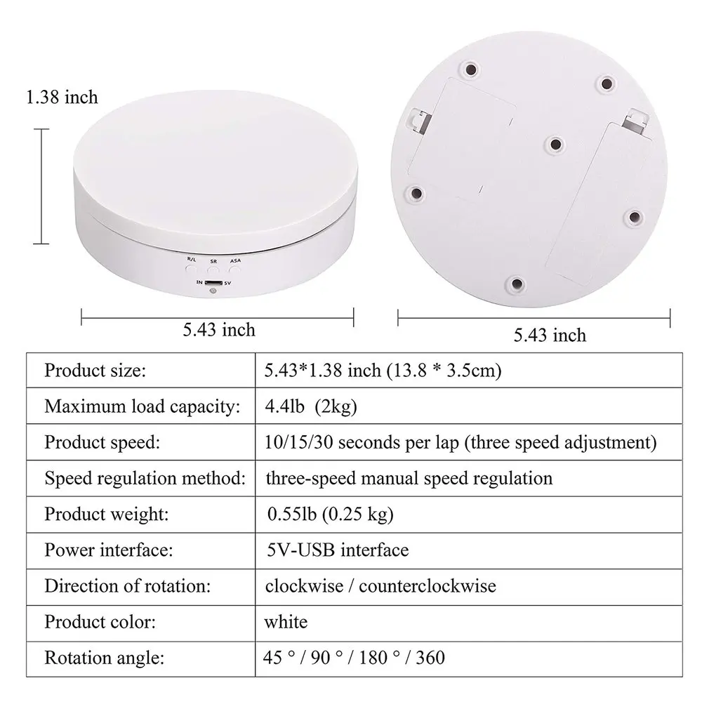 

3 Speeds Electric Rotating Display Stand 360 Degree Turntable Jewelry Holder Battery For Photography Video Shooting Prop