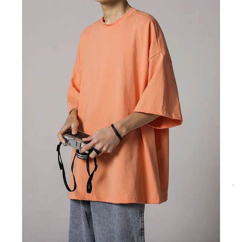 

Summer Thin T-shirt Men's Fashion Solid Color Casual O-neck T Shirt Men Streetwear Korean Loose Short-sleeved Tshirt Mens Tops