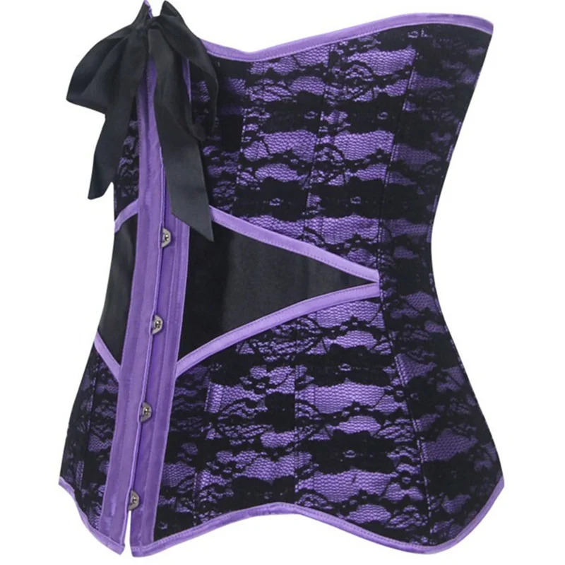 

Underbust Push Up Purple Lace Corset Top Cover Hip Bustier Outwear Floral Korset Exquisite Corsets Gothic korsett for Sexy women