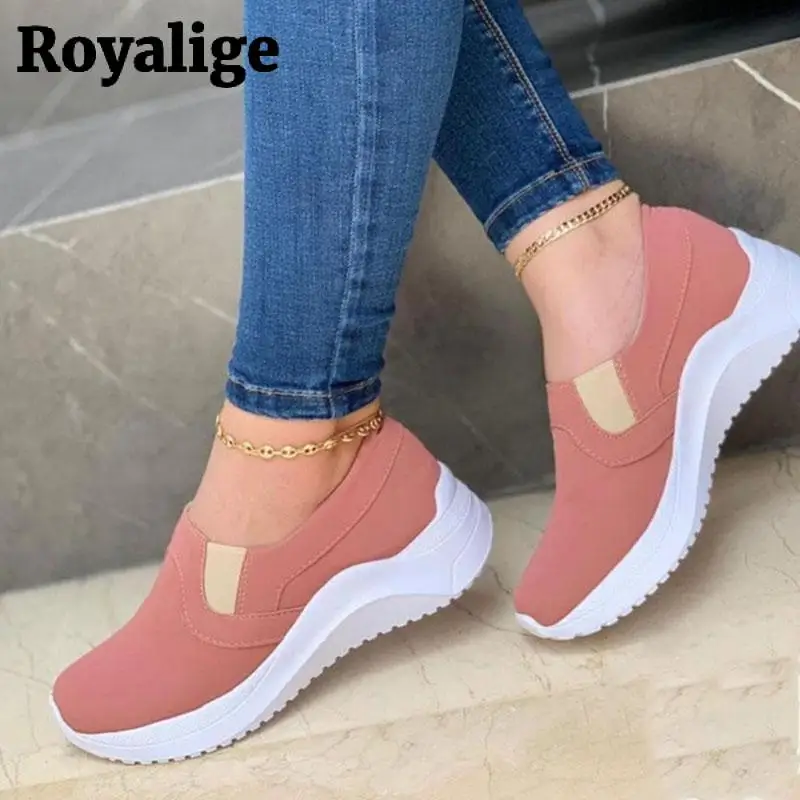 Кроссовки женские на платформе без шнуровки Вулканизированная подошва