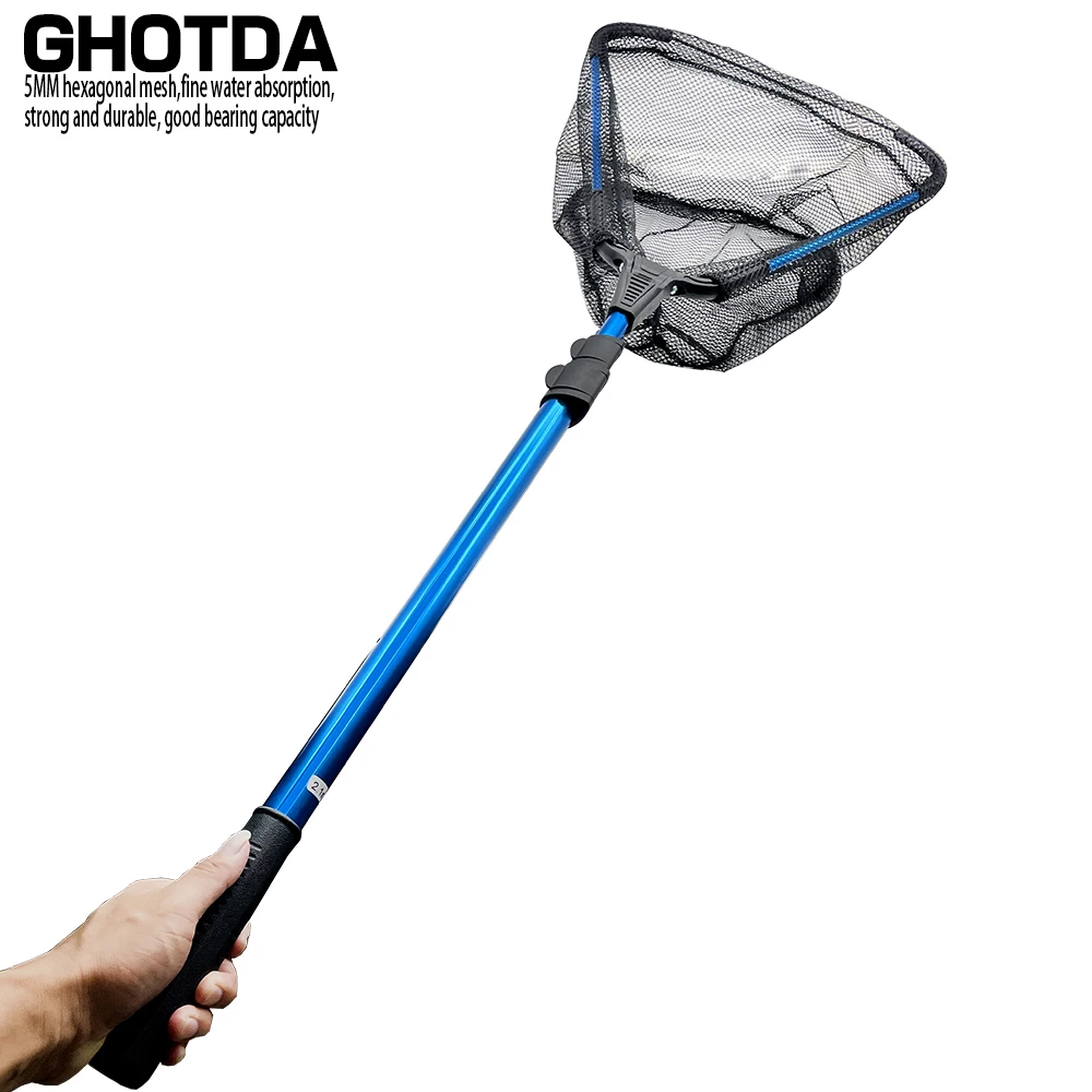 

GHOTDA Fishing Landing Net 5MM Hexagonal Nano Mesh Carp Fishing Equipment Length 2.1m/1.8m Depth 38/42 Net