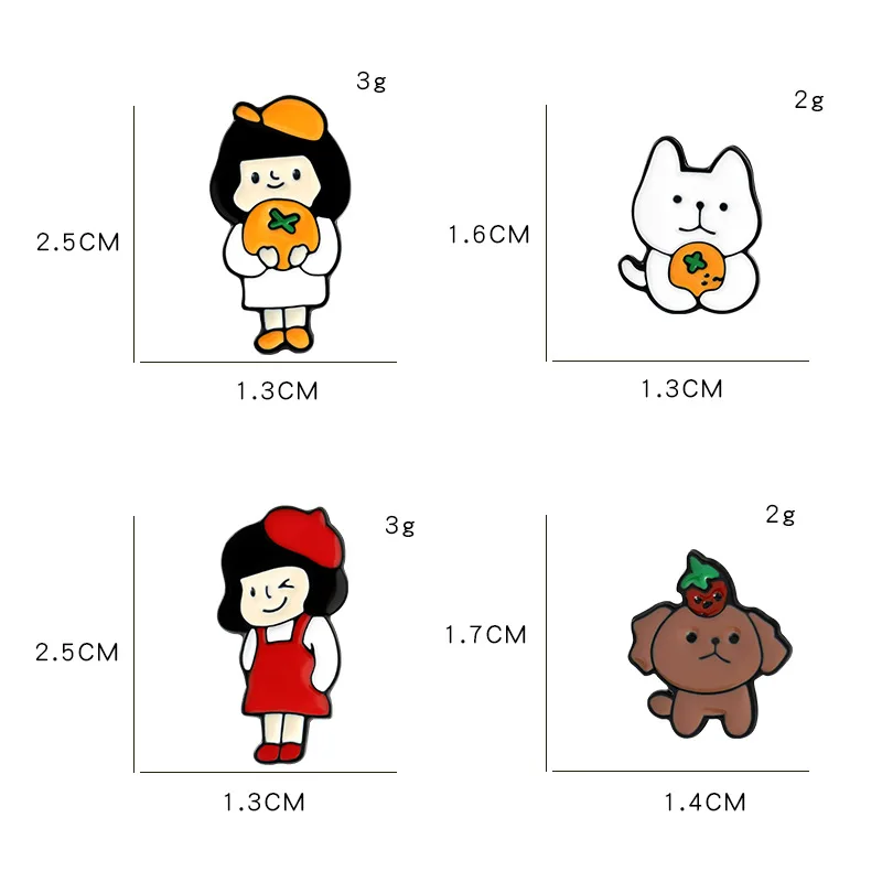 

1pc Cute Orange Girl Styling Enamel Pin Cartoon Cute Cat Holding Fruit Brooches for Women Clothes Bag Shirt Badges Jewelry Gift