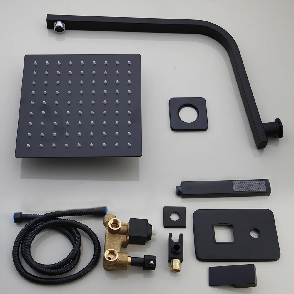 kemaidi bathroom shower combo set wall mount shower system bathroom rainfall shower head rain mixer shower combo set matte black free global shipping