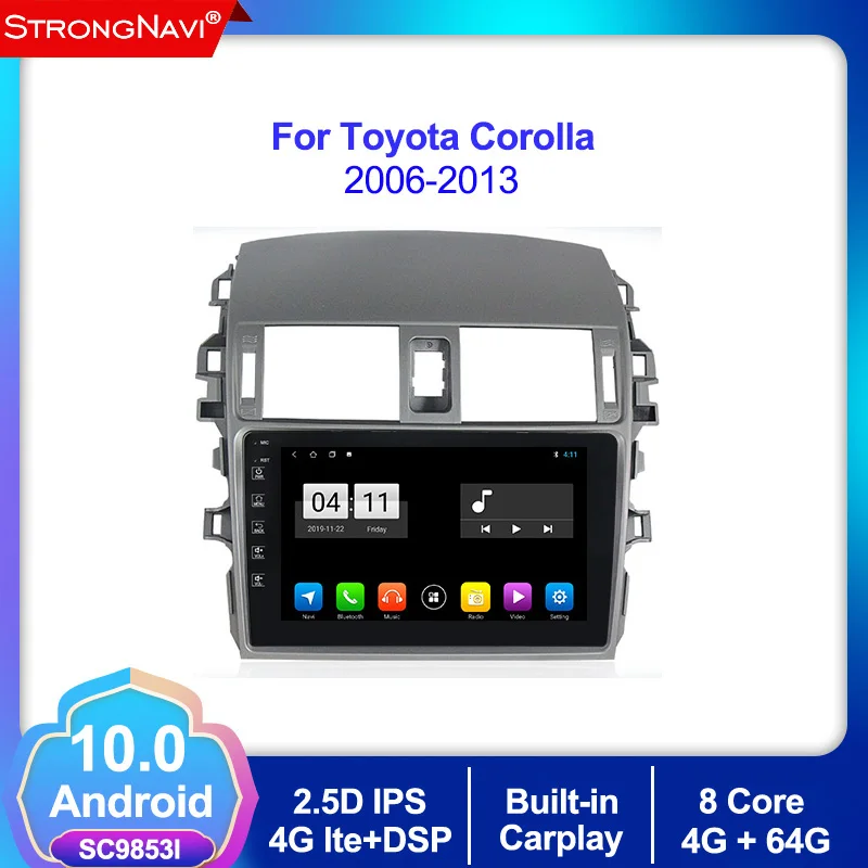 2Din android 10 автомобильный Радио мультимедийный плеер для Toyota Corolla E140/150 2006 2013 2 din 4 + 64G