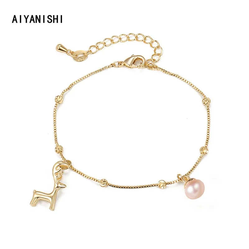 

AIYANISHI 18K Gold Filled Pearl Bracelets Elk Bangles Women Natural Freshwater Pearls Bracelets Jewelry Christmas Gift Wholesale