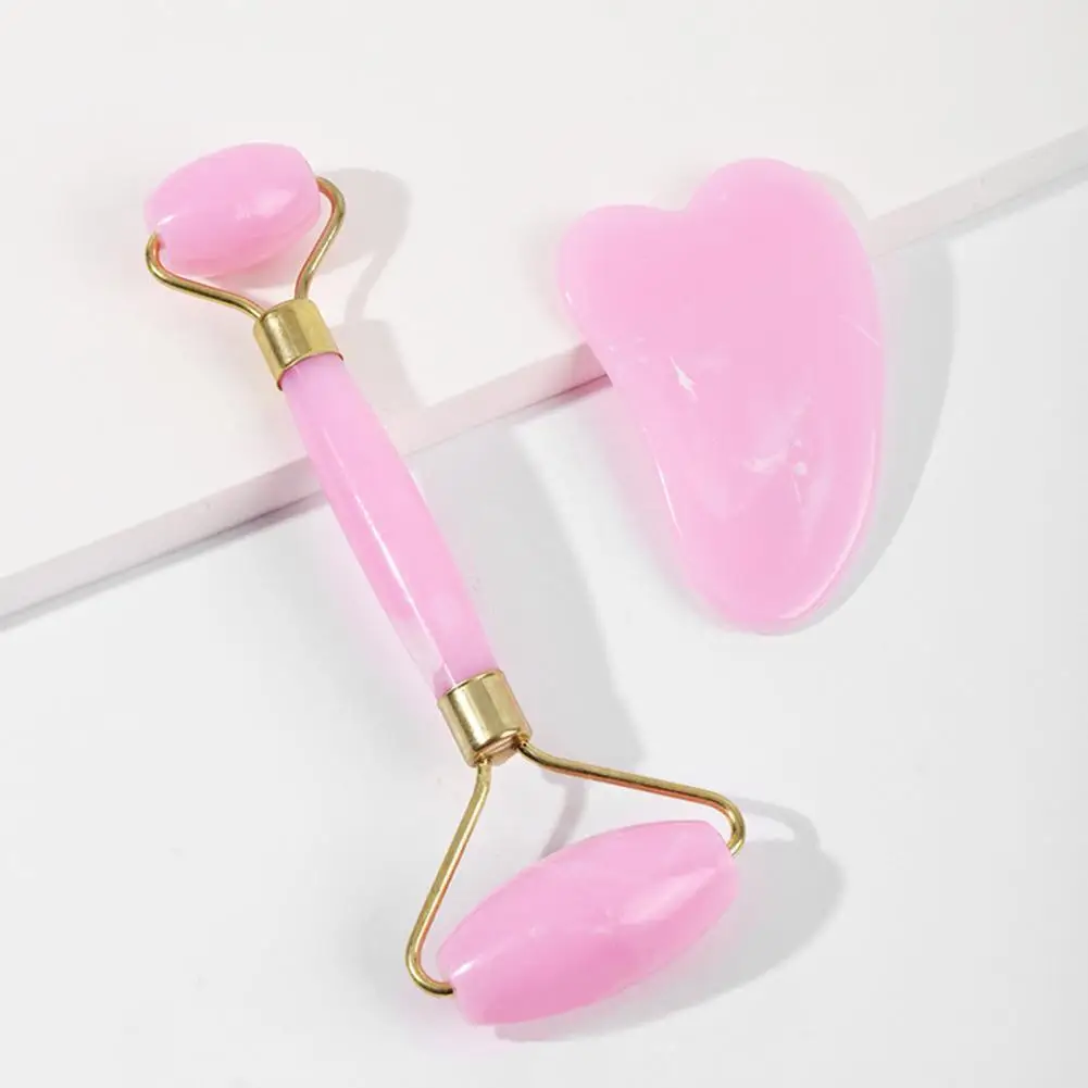 New Face Massage Jade Roller Rose Quartz Natural Resin Crystal Slimmer Lift Wrinkle Double Chin Remover Slimming Tools |