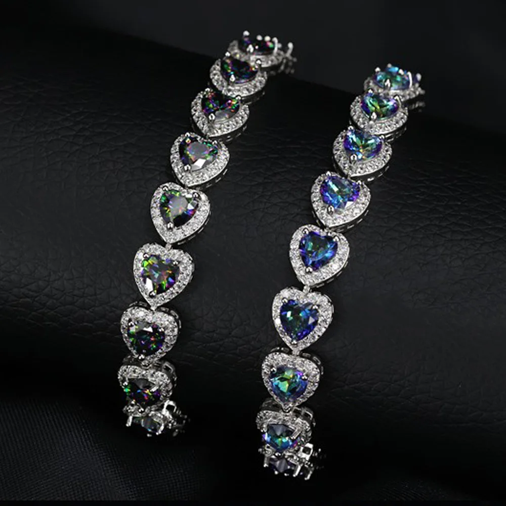 Женский браслет цепочка с кристаллами в форме сердца|bracelets for|sterling silver bracelet925 sterling