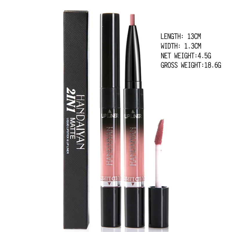 Brand 2In1 Matte Velvet Lip Gloss Dual Use Lipstick Waterproof Lasting Nude Sexy Red Pigments Double-end |