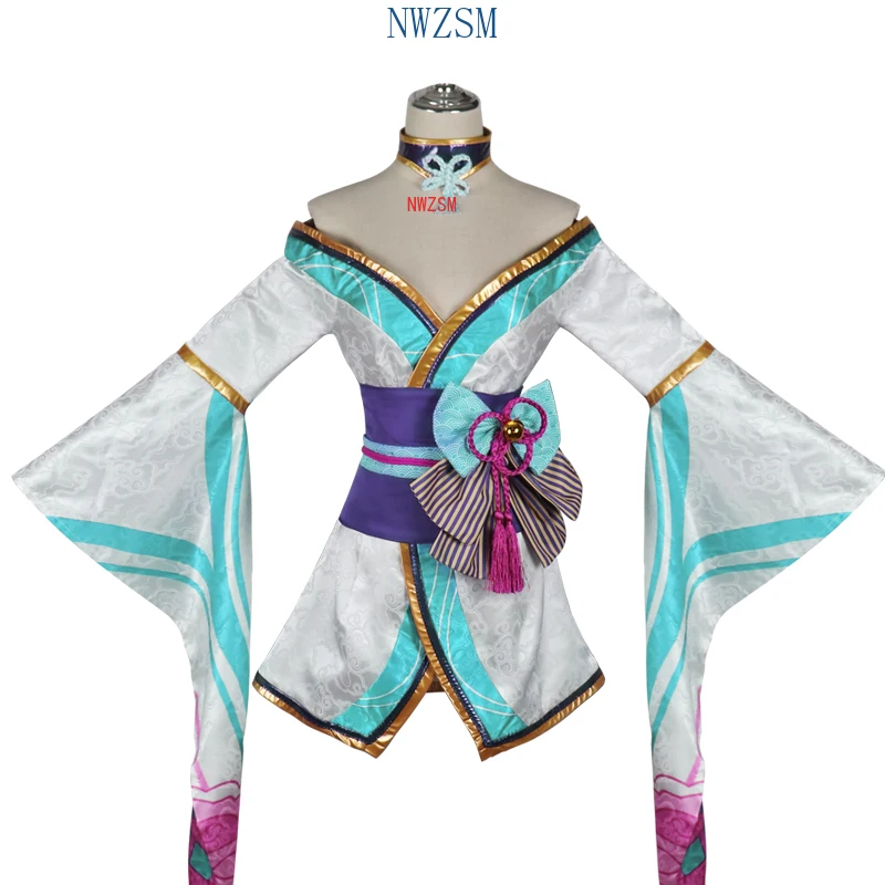 

Cosplay LOL Fox Ahri Costumes The Nine-Tailed Fox Cosplay Costume Kimono Fancy Dress Tails Women Adults Halloween Costumes Props