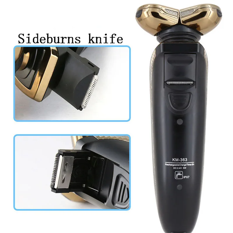 

Kemei KM-363 New 3 in1 Washable Rechargeable Electric Shaver Triple Blade Electric Shaving Razors Men Face Care 5D Floating