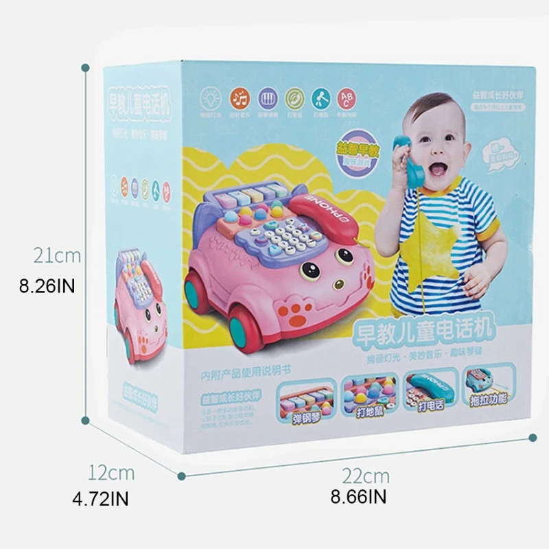 

Multifunctional Baby Early Education Simulation Telephone Toy with Light Music Educational Developmental Kids Toys Gift Cartoon