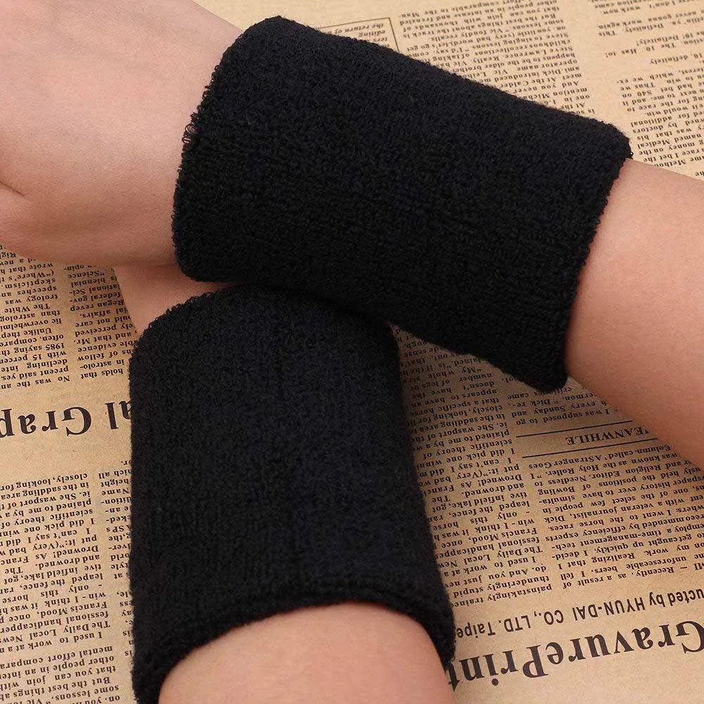 Черный хлопковый спортивный напульсник унисекс 1 пара защита для запястья