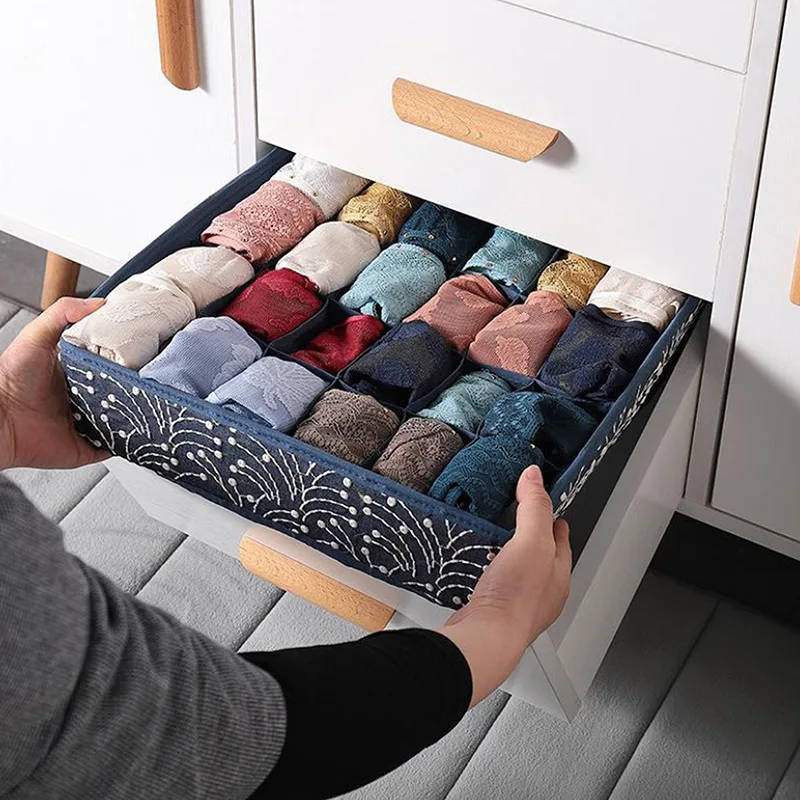 

24 Grids Closet Organizer Box Underwear Drawer Organizer Boxes Divider Lidded Organizador for Ties Socks Shorts Bra Storage Box