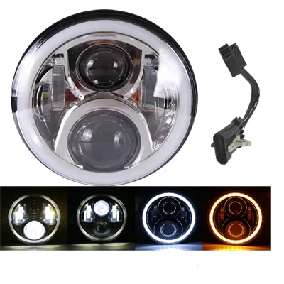50W halolight chrome Круглый 7 ''мотоцикл черный проектор Moto светодиодный светильник лампа головной светильник для Harley Sportster Touring Street Glide Softail FLHXF Trike - Цвет: 50W halolight chrome