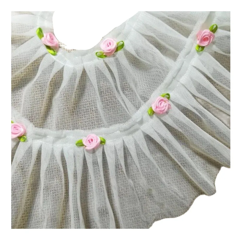 1 м плиссированная розовая роза кружевная лента белая ткань Φ 9 см своими руками