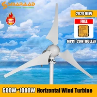 factory outlet 600w 800w 1000w new energy horizontal wind turbine generator 12v 24v 35 blades windmill free mppt controller