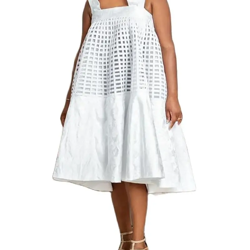 

The New 2021 Female Country Style Ruffle Grid Splicing Casual Loose Dress