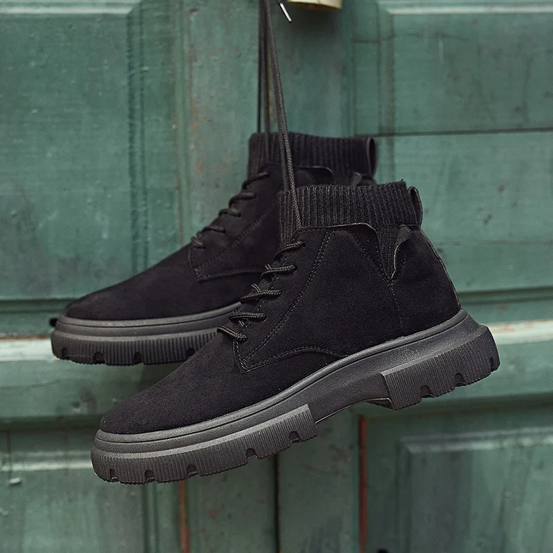 Новинка сезон осень зима Мужская обувь кожаная мужская высокие кроссовки зимние