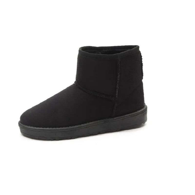 

Women's boots ankle 2019 winter snow boots female short tube round head plus velvet rubber bottom boots suede flat boots