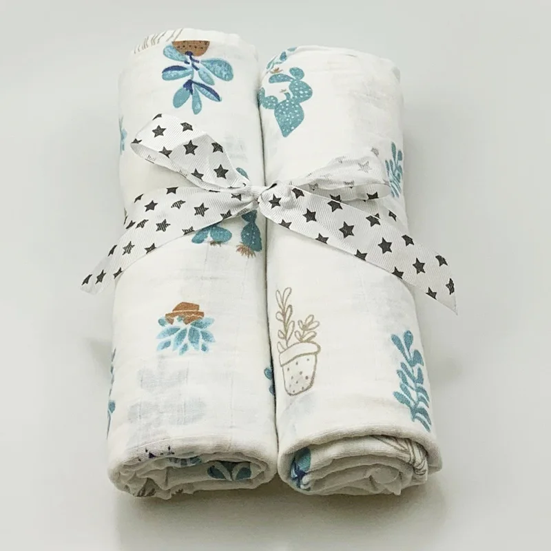 2pcs/set Newborn Baby Blanket Cotton Blanket Cartoon Pattern Multi-use Infant Stroller Cover Towel Baby Muslin Swaddle Wrap - Цвет: 15