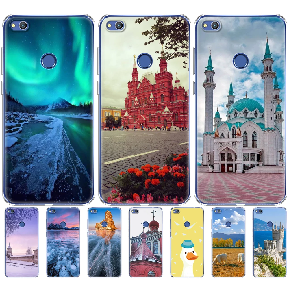 

phone case for honor 8 lite soft tpu silicon back cover 360 full protective printing clear coque honor 8 lite phone bags back