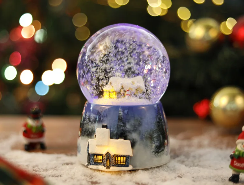 Free shipping Snow crystal ball crystal ball Christmas music box crystal ball music box snow Christmas music box
