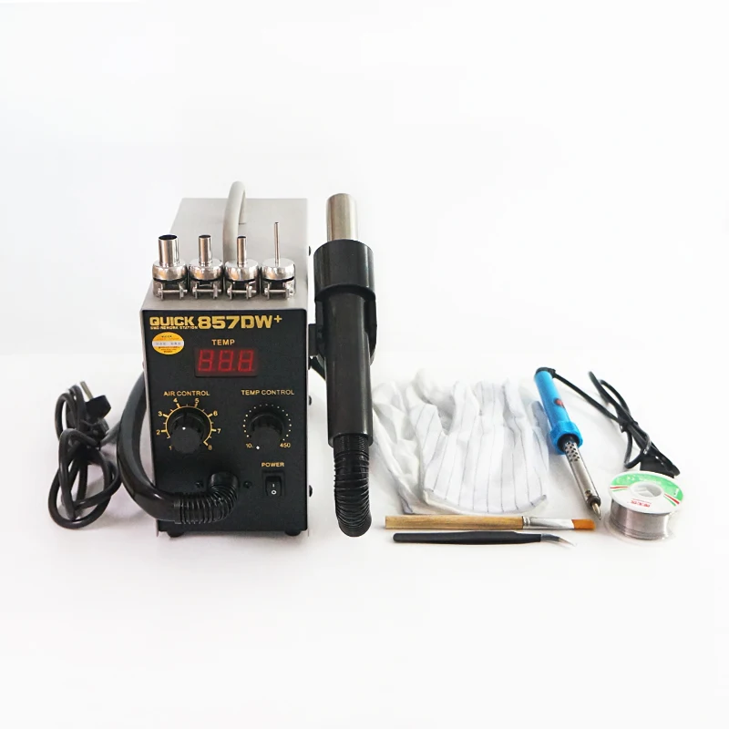 

Паяльная станция QUICK-857DW + SMD SMT Электрический паяльник с проволочного припоя ESD пинцет припоя инструменты