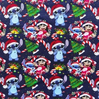 disney lilo stitch red hat christmas day black 100 cotton fabric for girl clothes hometextile cushion cover needlework diy