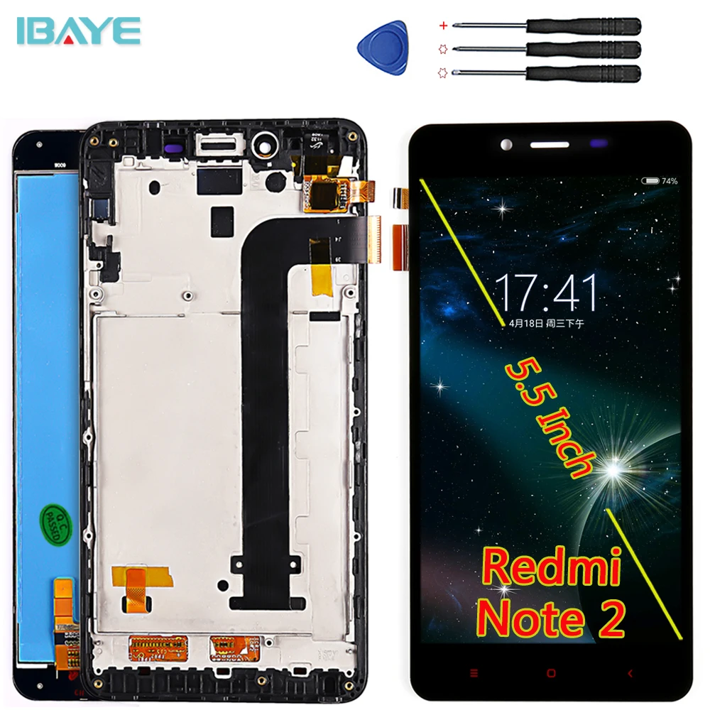 Для Xiaomi Redmi Note 2 ЖК дисплей Замена экрана для Hongmi дигитайзер сборка Note2 с рамкой 5
