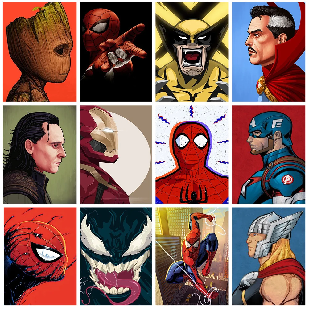 5D алмазная живопись Дисней супергерой Marvel Человек-паук Грут Локи наборы для