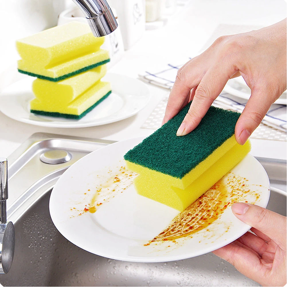 

5pcs Reusable Washing Oil Remove Scouring Water Absorb Kitchen Soft Home Double Sided Cleaning Sponge