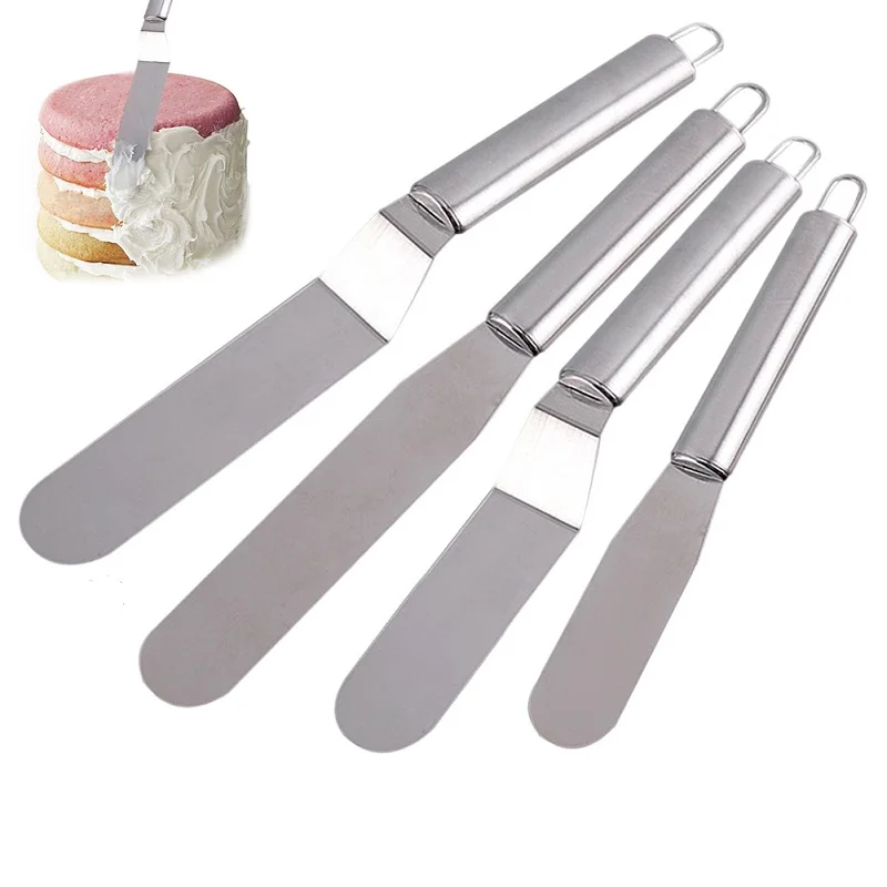 Шпатель из нержавеющей стали для сливочного крема торта прямой изгиб глазурь