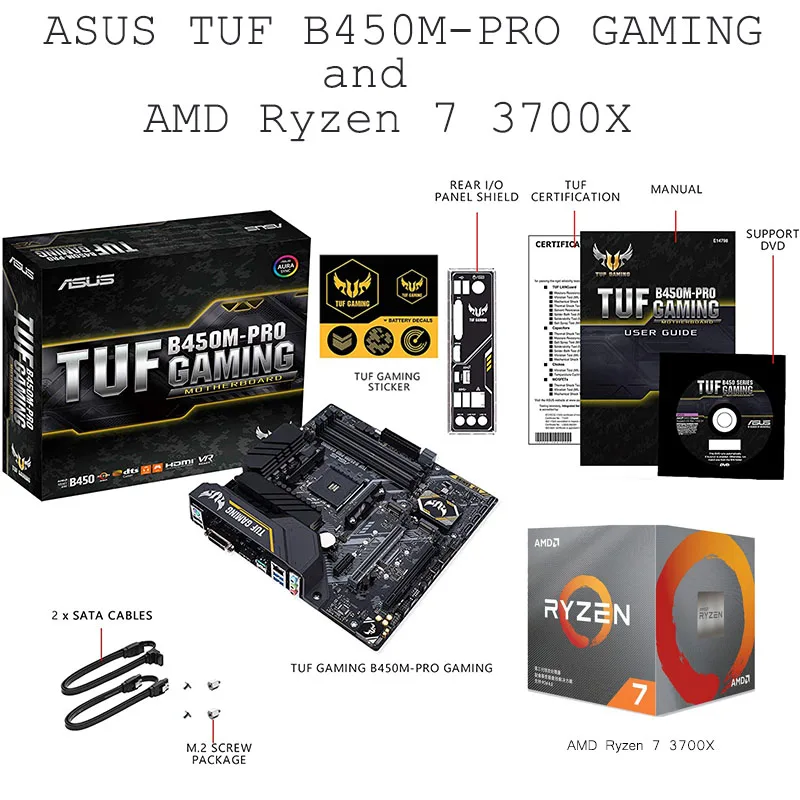 

Brand New ASUS TUF B450M-PRO GAMING Motherboard + AMD Ryzen 7 (r7) 3700X Processor CPU Motherboard Set for PC DIY