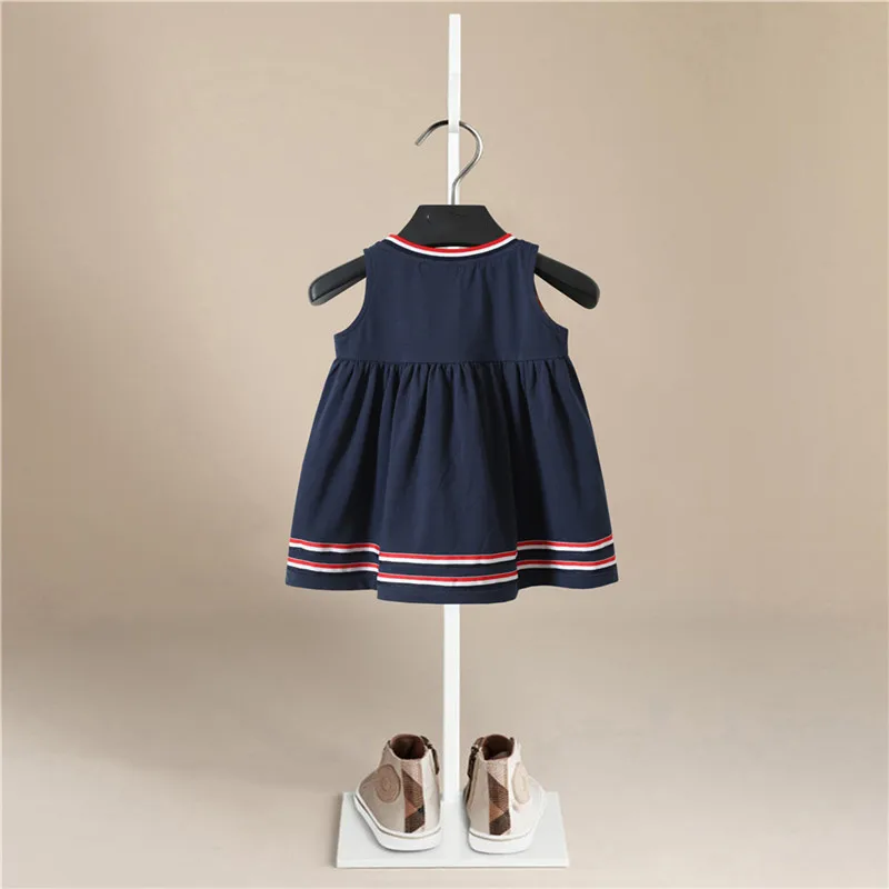 Летнее платье в полоску для девочек белое хлопковое детское без рукавов Пляжное