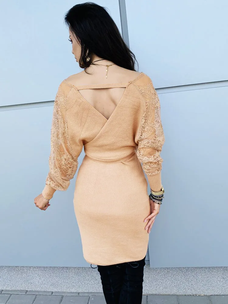 

Sexy waist tied Long Sleeve Dress
