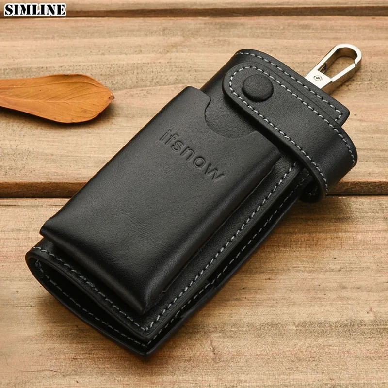 SIMLINE Genuine Leather Key Wallet For Men Male Home Car Wallets Holder Pouch Bag Case Organizer Housekeeper Ring Cover | Багаж и сумки - Фото №1