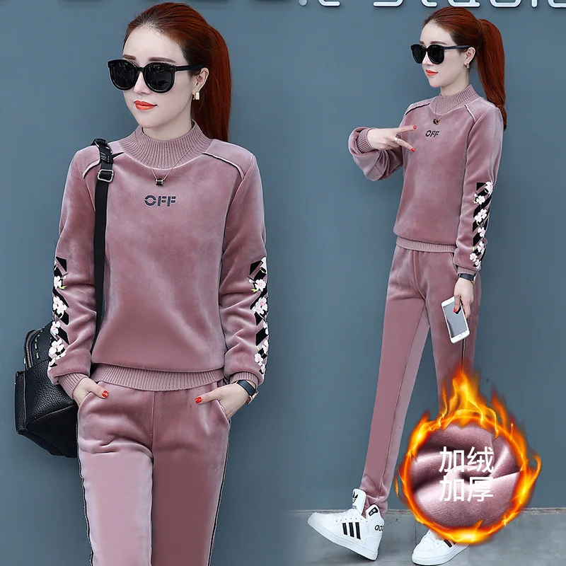 Зимний утолщенный повседневный костюм для женщин новинка 2018 корейский стиль