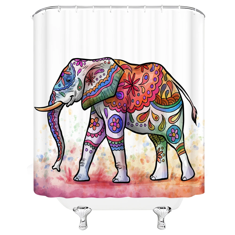 

Водонепроницаемая занавеска для душа в виде слона, 12 крючков