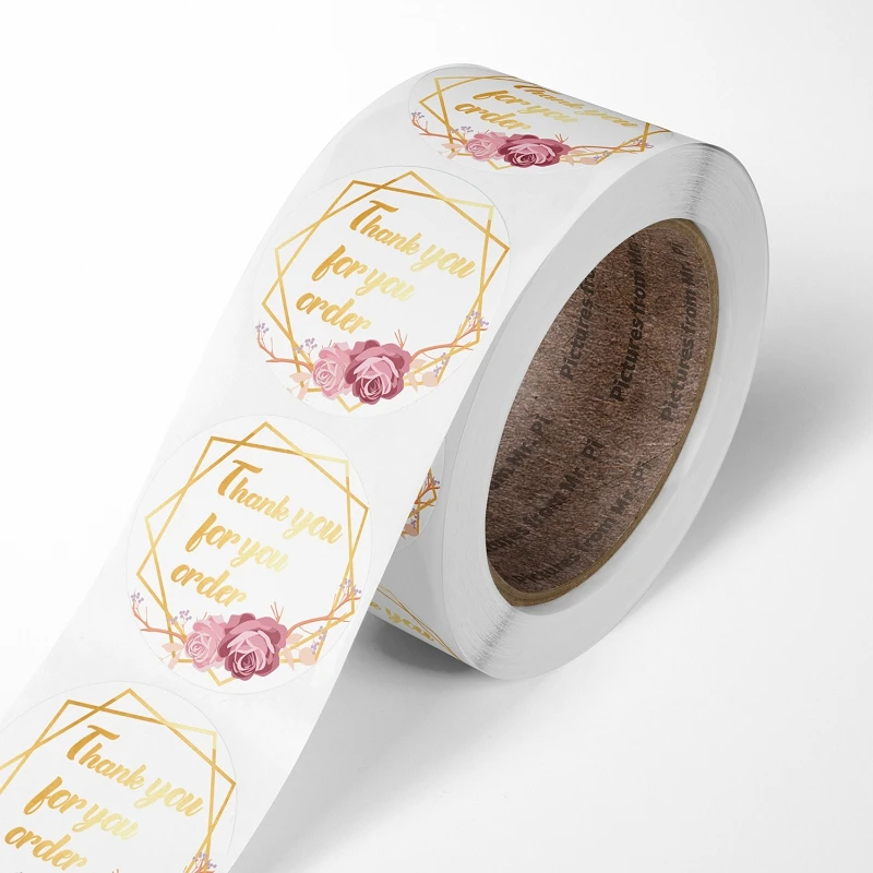 Новый очаровательный цветочный с золотой фольгой 1 5 дюйма/3 8 см Спасибо за заказ