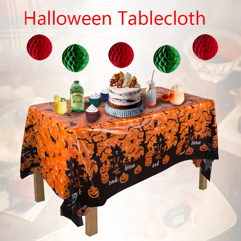 

Одноразовая Пластиковая скатерть в виде тыквы для Хэллоуина, водонепроницаемая скатерть для стола, украшение для детского дня рождения