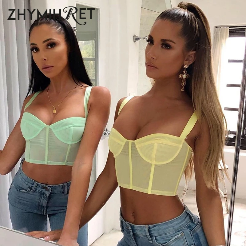 ZHYMIHRET/Летний милый мятно-зеленый топ на бретелях для женщин с квадратным воротником, праздничный Обрезной топ-муджер, модная новинка года, уличная одежда