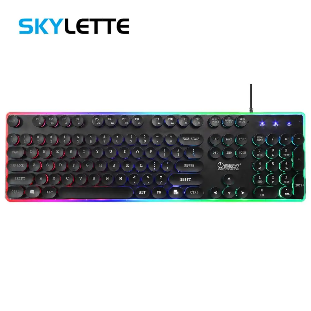 1,5 м Проводная RGB подсветка английская клавиатура 104 клавиши панк ключ Кепка Ретро стиль металлическая панель игровая клавиатура