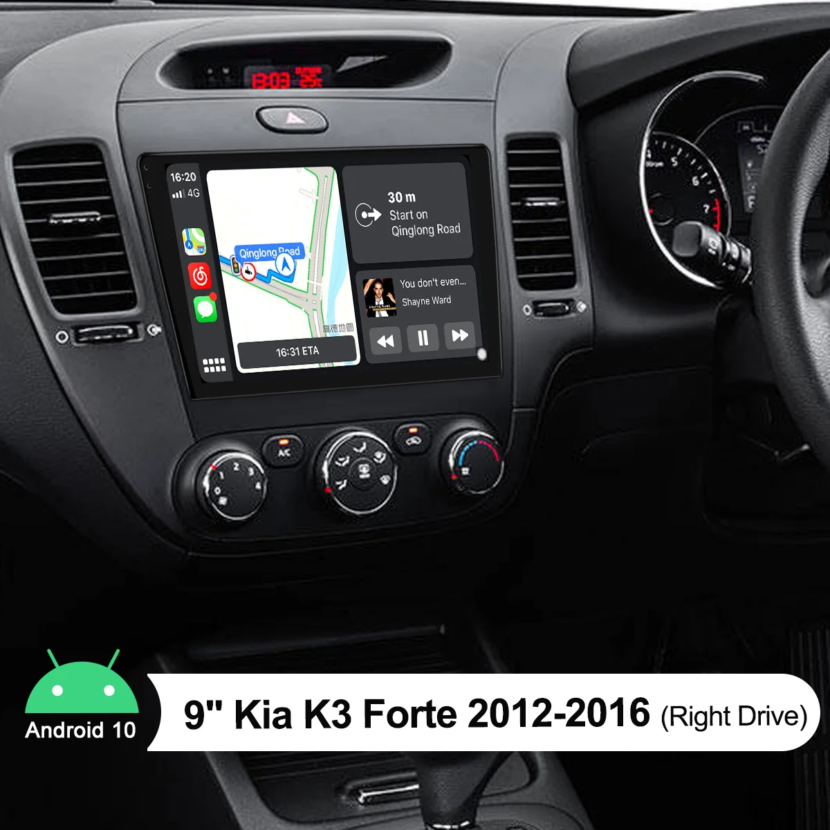 

Автомагнитола 1din, 9 дюймов, Android 10, HD, мультимедийный плеер 1DIN, сенсорный экран, Автомагнитола для Kia K3 Forte 2012-2016