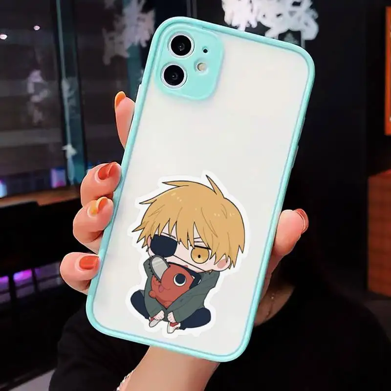 

Anime Chainsaw Man Cartoon Phone Case Clear Funda matte transparent For blue iPhone 7 8 x xs xr 11 12 pro plus max mini