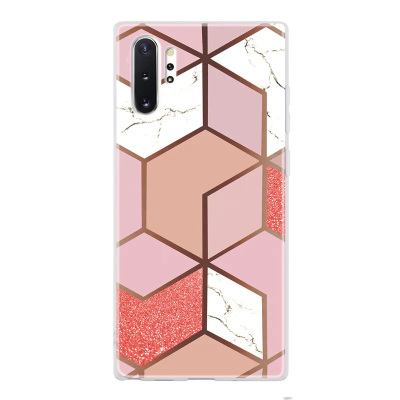 Покрытие с геометрическим рисунком Мрамор чехол для samsung Galaxy Note 10 плюс S8 S9 S10 S10E J4 J6 A6 A7 A8 A5 J3 J5 J7 Мягкий ТПУ чехол с мультипликационным рисунком - Цвет: Pink