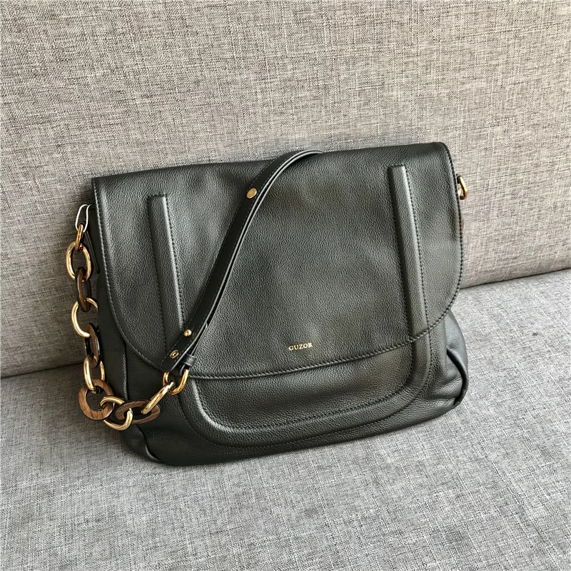 Kafunila real leather shoulder bag female genuine leather luxury handbags women bags designer high quality crossbody saddle bag