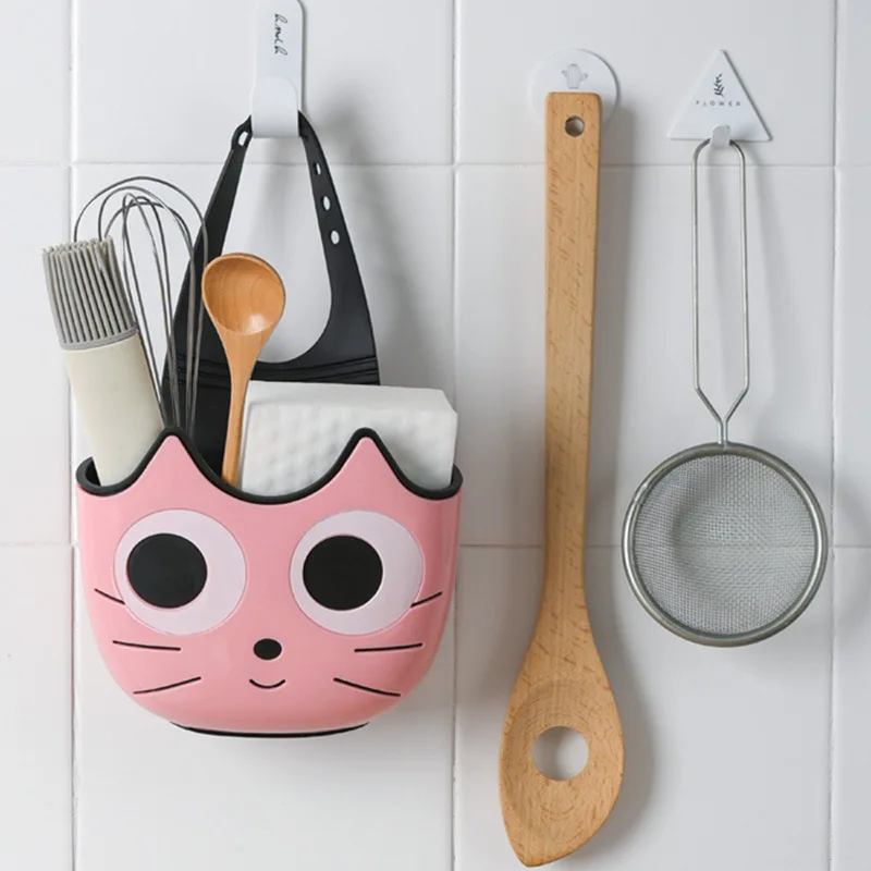 

KitchenAce PP Kitty Sponge Holder Kitchen Bathroom Sink Brush Scrubber Soap Storage Rack Kitchen Storage&Organize Gadgets&Tools