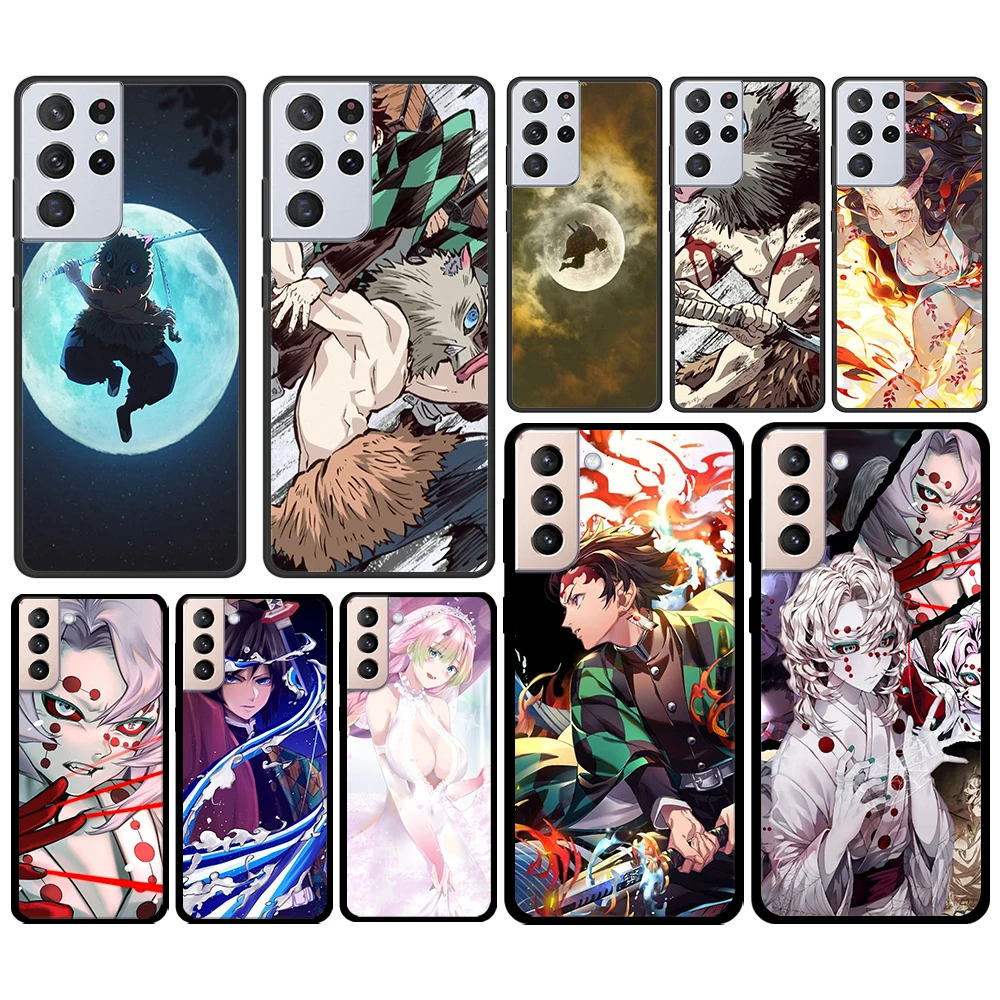 

Hot Anime Demon Slayer for Samsung Galaxy S21 S20 FE Ultra Lite S10 S9 S8 S7 S6 Edge Plus Silicone Soft Black Phone Case