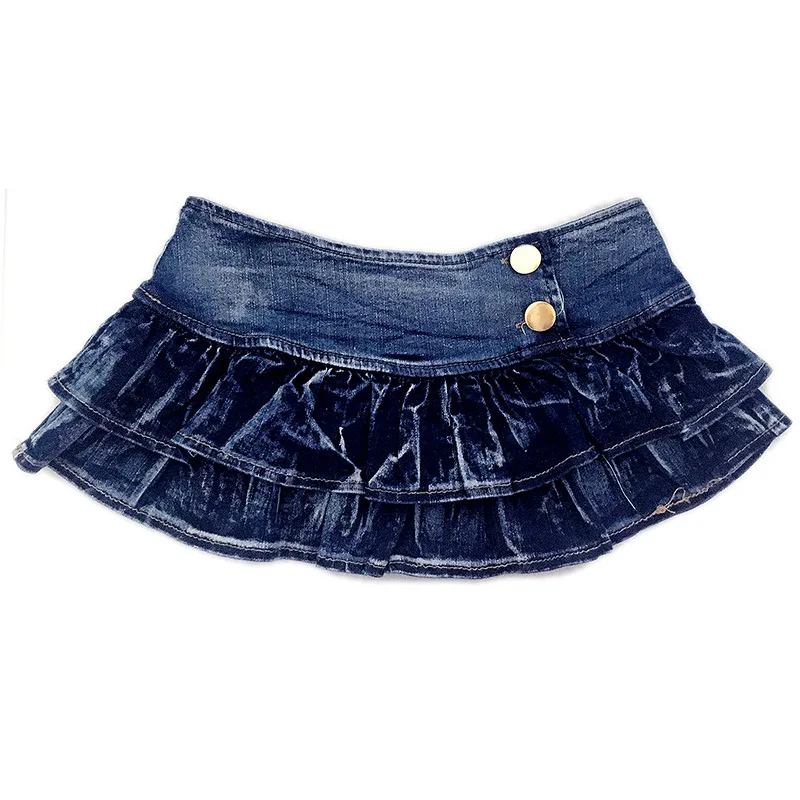 Sexy Mini Summer Low Waisted A-line Denim Skirts Party Club Wear Short Jeans Micro Dancing Pleated Skirt Female |